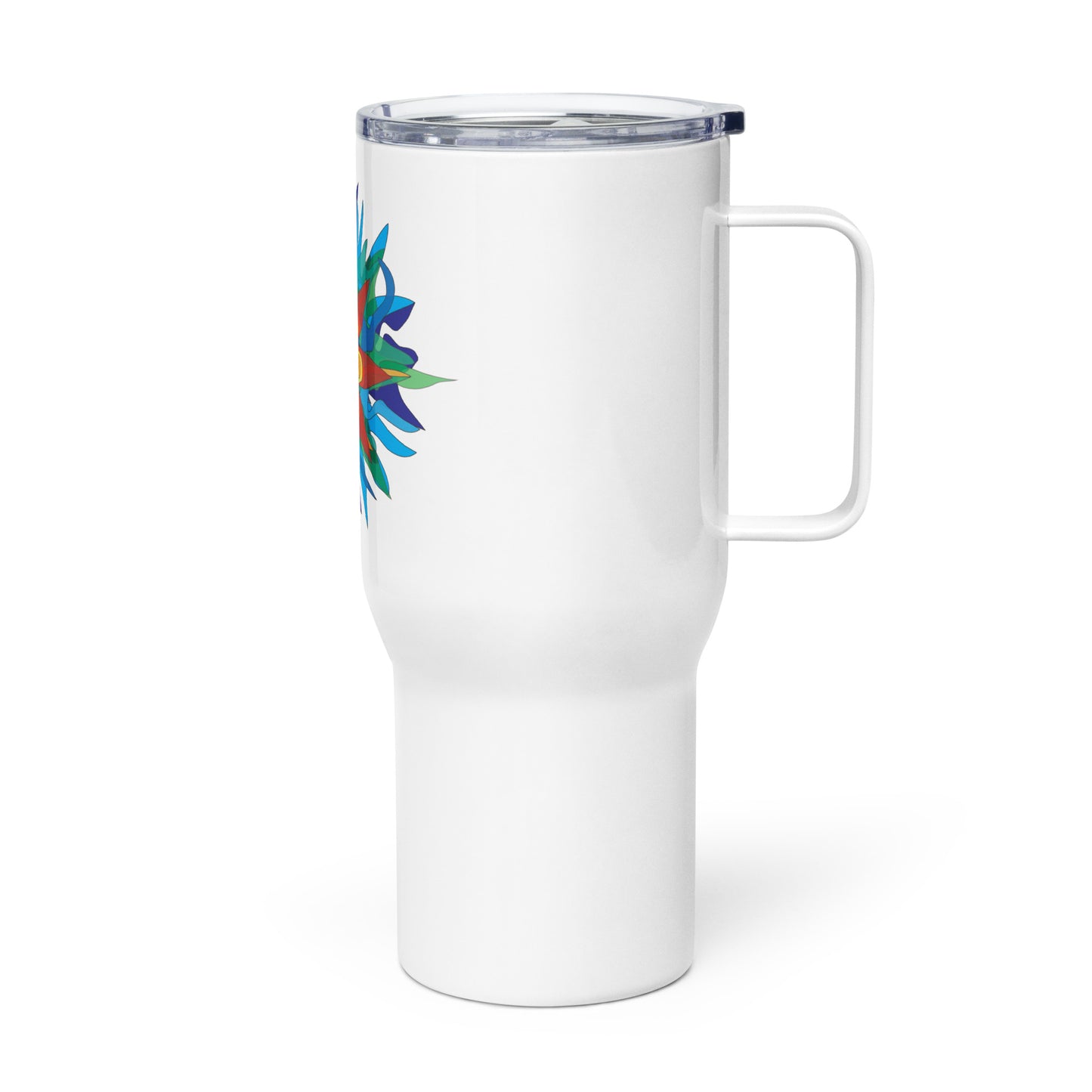 Travel mug with a handle