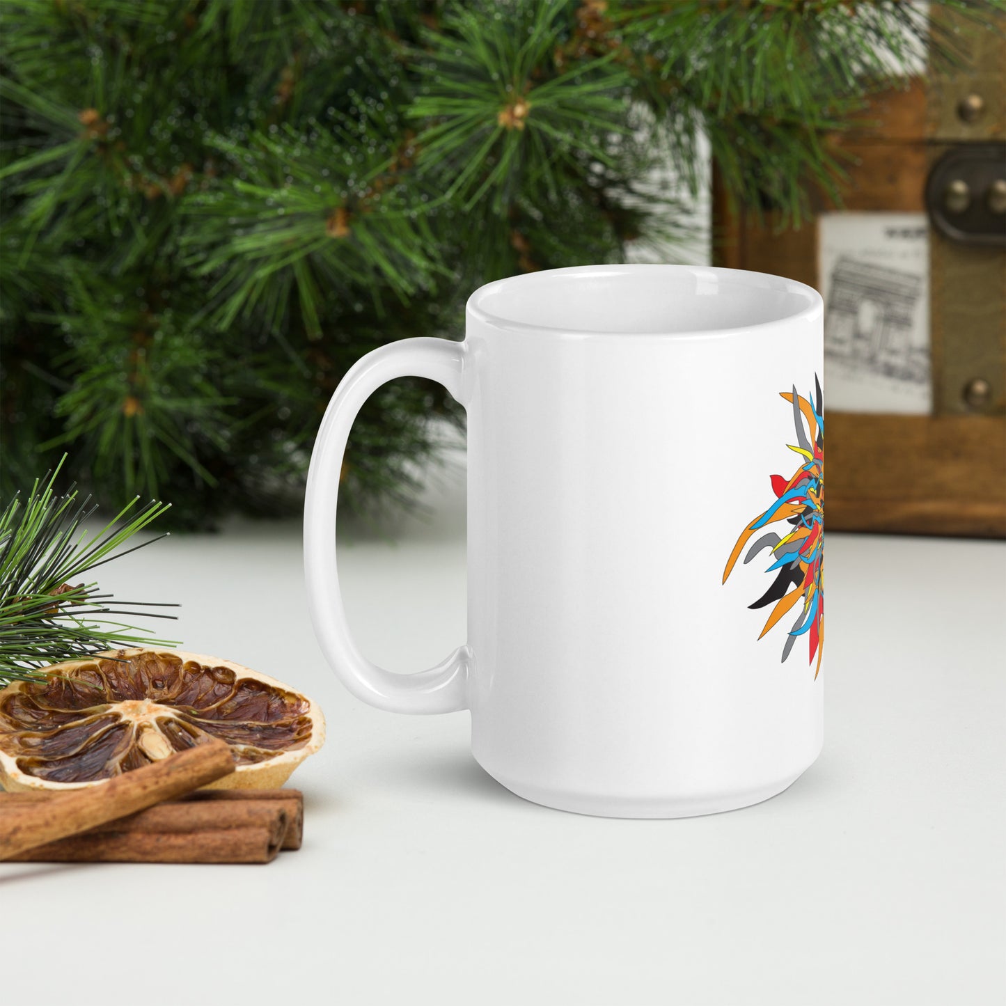 White glossy mug