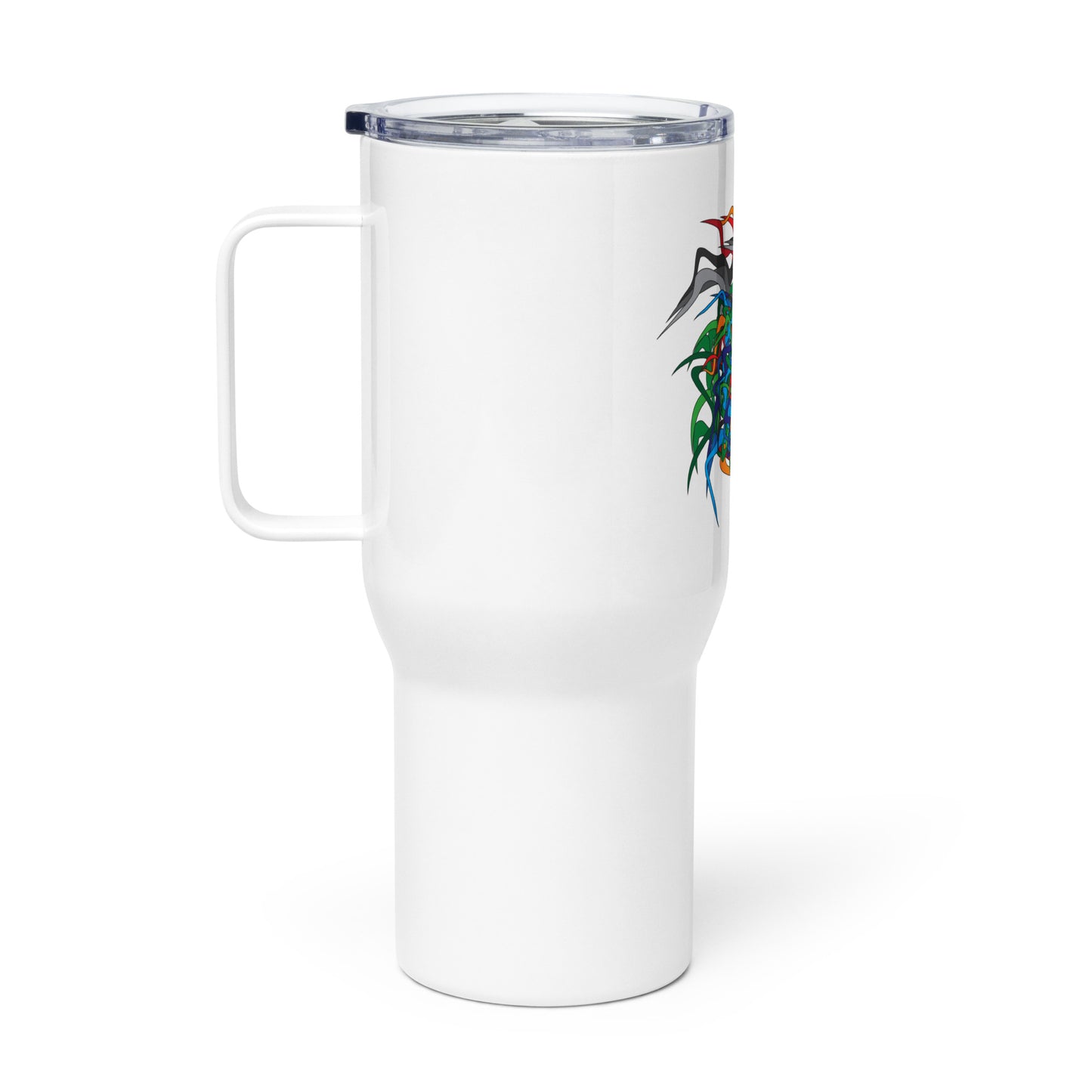 Travel mug with a handle